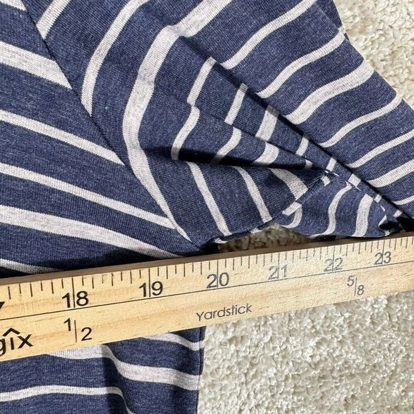 Eileen Fisher Tunic Navy Gray Stripe Womens Medium Round Neck Stretch Shirt Top - Picture 10 of 11